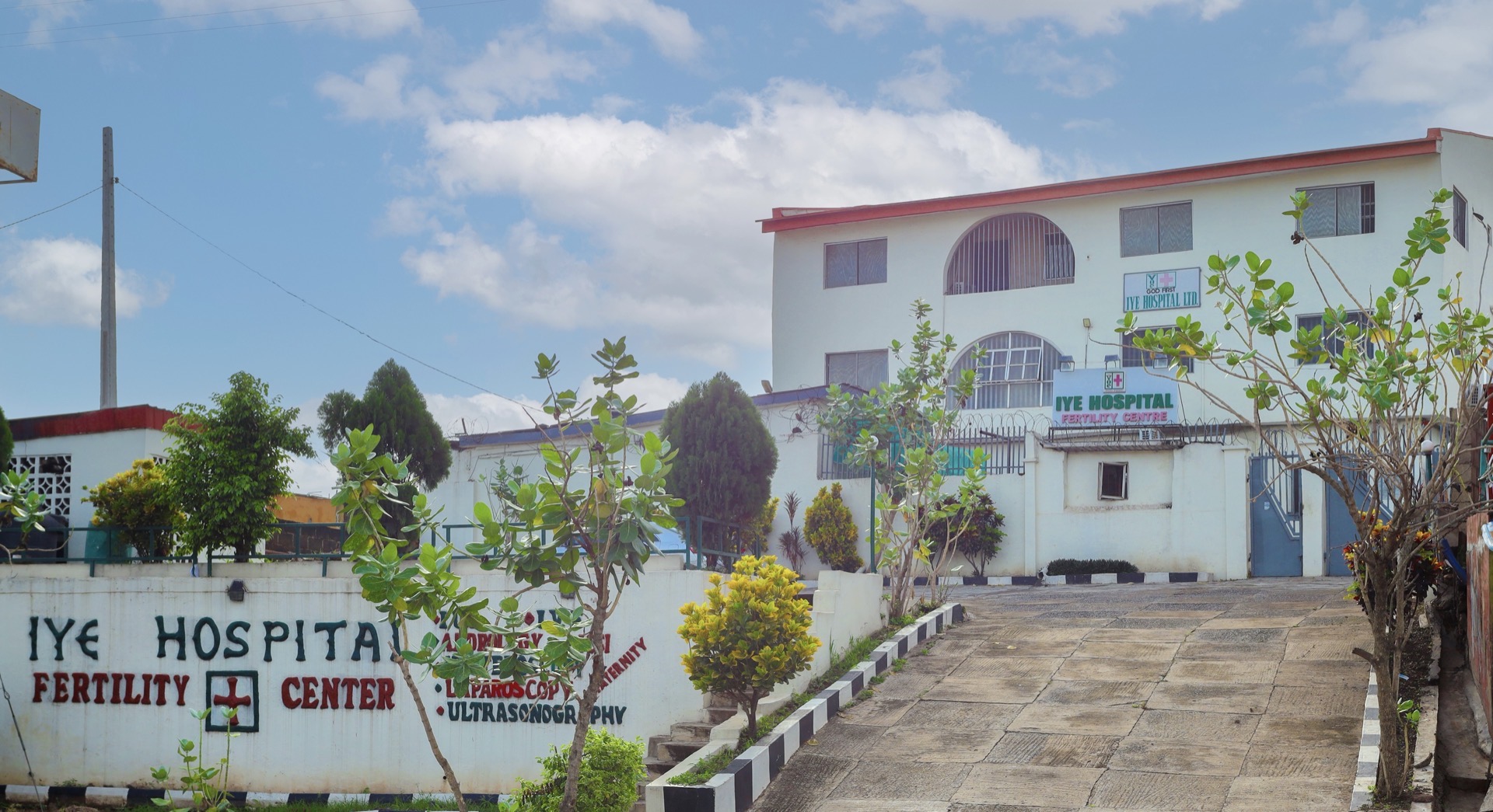 IYE Hospital Fertility Center exterior with wall signage on Osibodu Layout, Ibadan